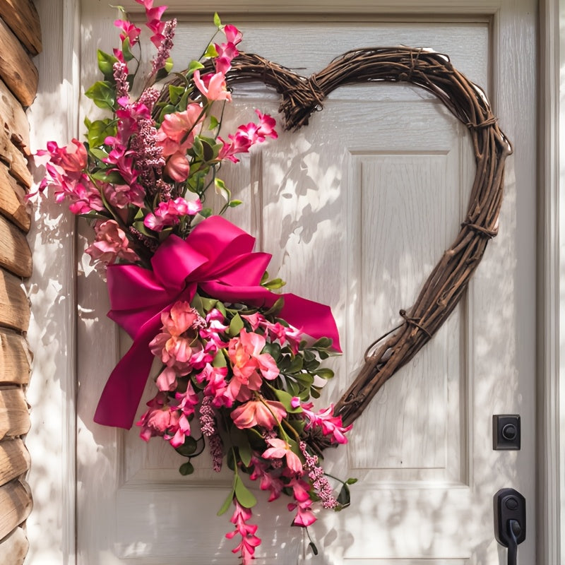 Heart-Shaped Floral Wreath Door Hanging