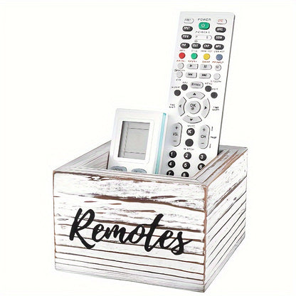 Rustic Wooden Remote Control Caddy