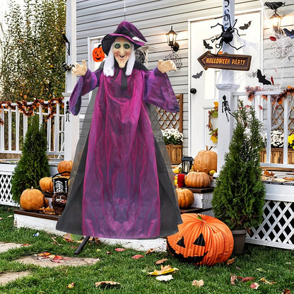 Animated Hanging Witch with Light-Up Eyes