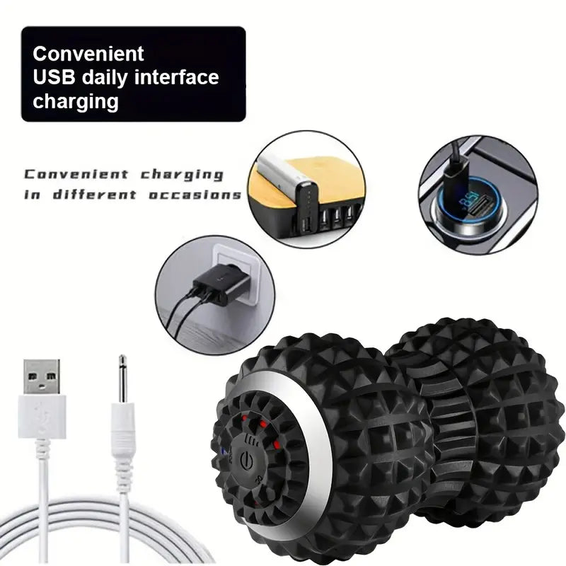 Vibrating Massage Ball for Pain Relief & Deep Tissue Myofascial Release(Black)