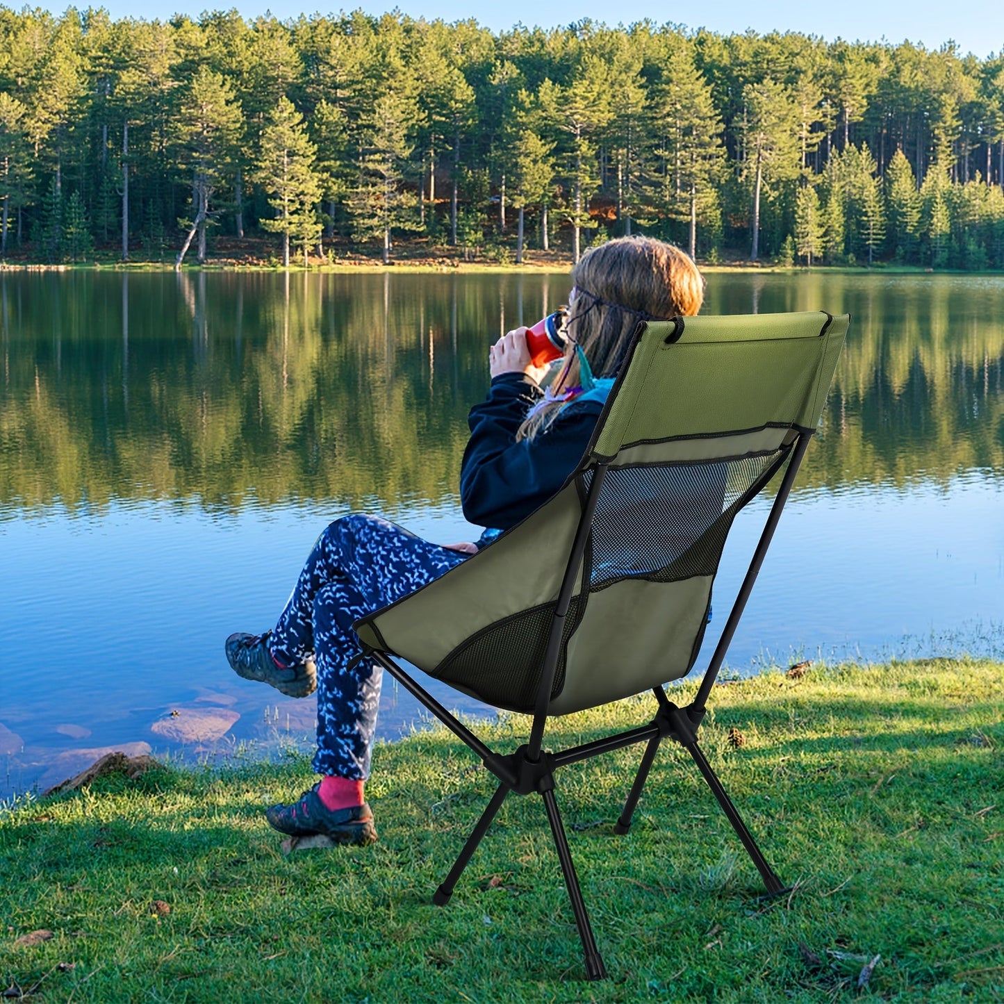 Folding Camping Chair Lightweight High Back Seat