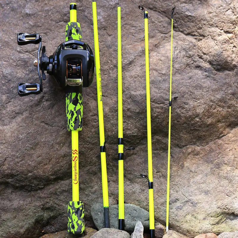 Ultralight 5-Section Travel Fishing Rod with Comfortable EVA Handle - Yellow