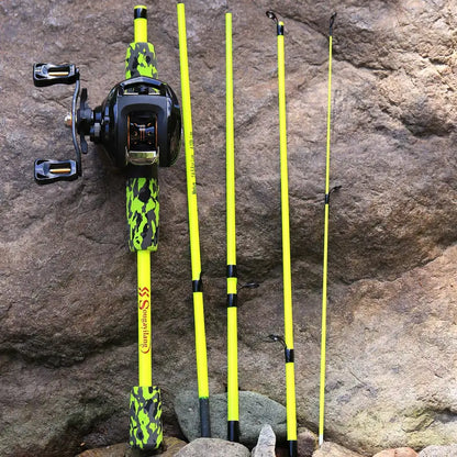 Ultralight 5-Section Travel Fishing Rod with Comfortable EVA Handle - Yellow