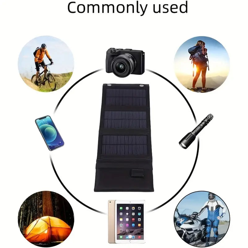 Portable Solar Foldable Charging Pack 35W USB 5V Output - Black