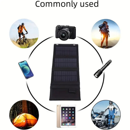 Portable Solar Foldable Charging Pack 35W USB 5V Output - Black