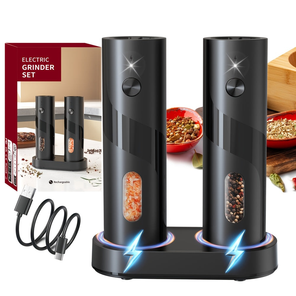 Electric Salt & Pepper Grinder Set with Charging Base (2 pcs)