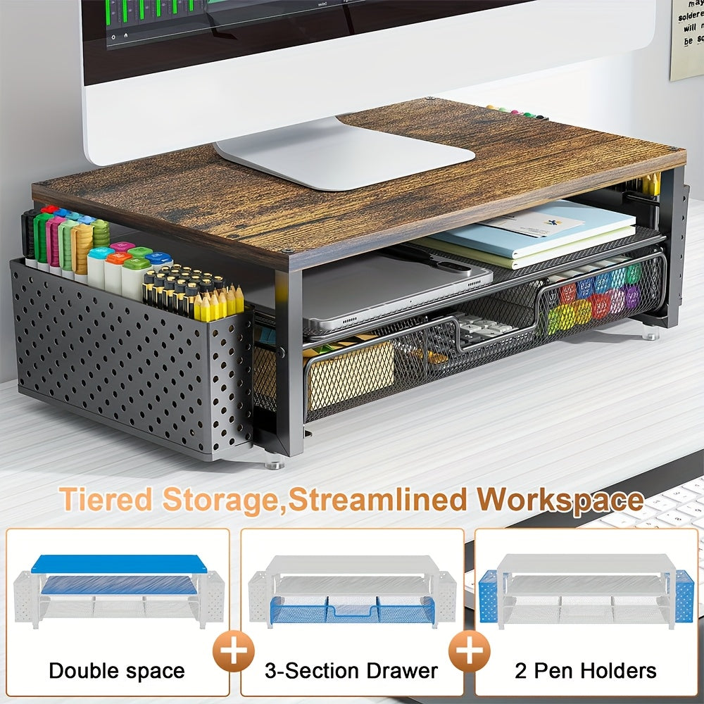 Monitor Stand Metal with Drawer & Holder (2-Tier)