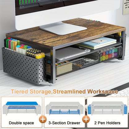 Monitor Stand Metal with Drawer & Holder (2-Tier)