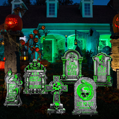 Halloween Glow Yard Signs Tombstone Set