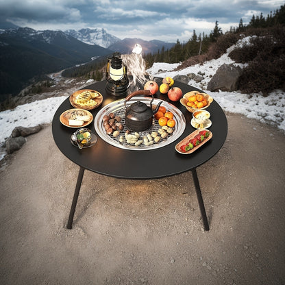 Outdoor Charcoal Grill & Tea Table Set