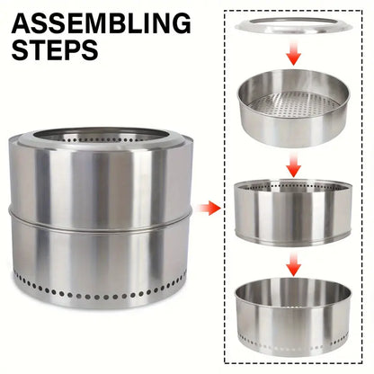Stainless Steel Smokeless Fire Pit - Enhance Your Outdoor Ambiance