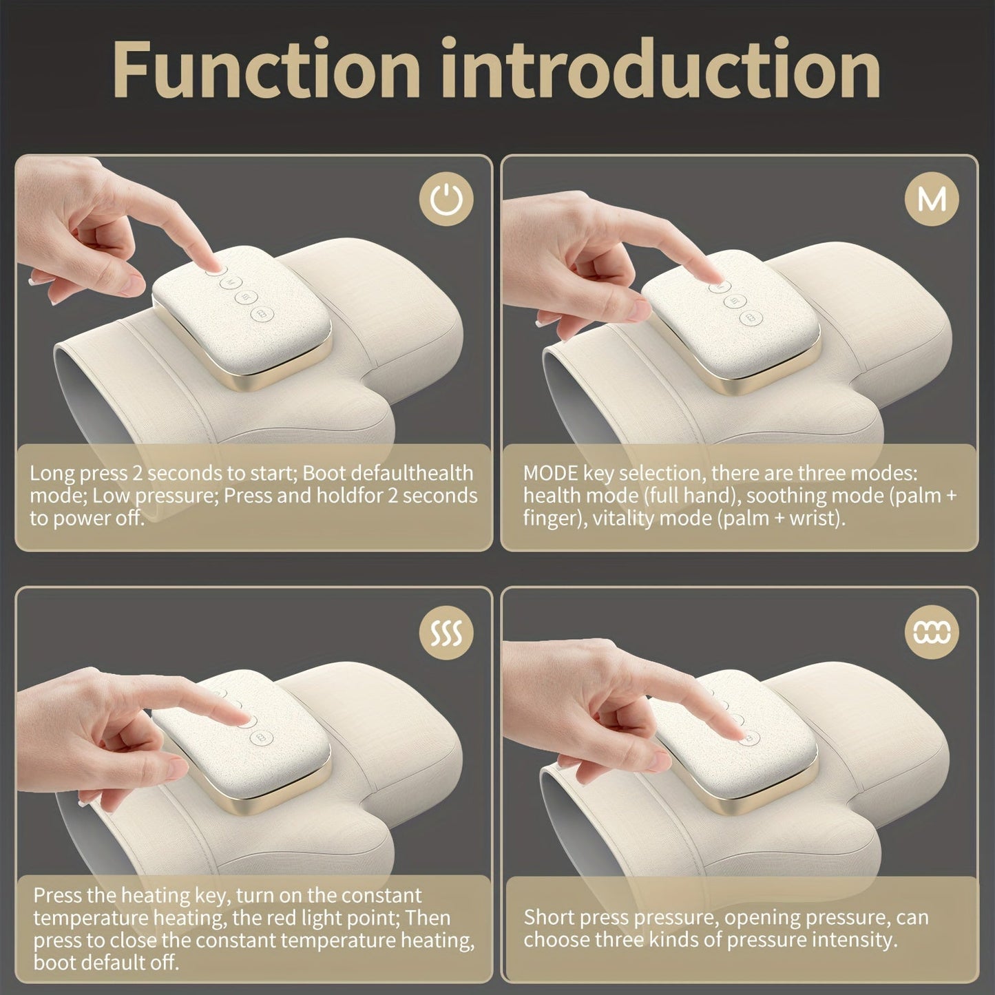 Wireless Electric Hand Massager with Compression & Kneading(White)