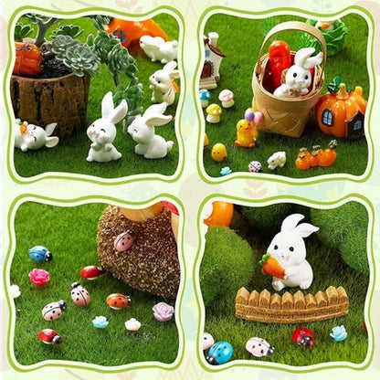 Mini Easter Bunnies, Ducks, and Carrot Ornaments (20pcs)