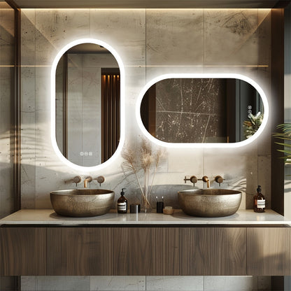 1-Piece Oval Backlit LED Bathroom Mirror with Anti-Fog