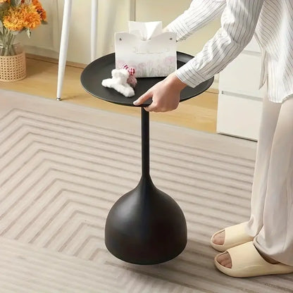 Casual Small Coffee Table for Living Room - Metal Pedestal Base