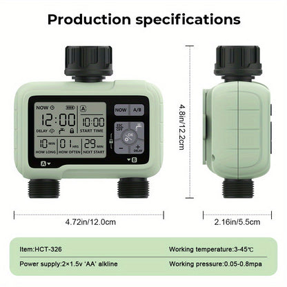Dual-Outlet Water Timer for Automatic Irrigation