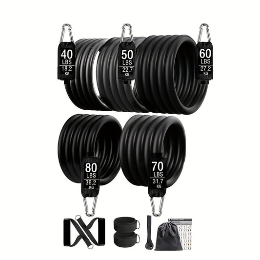 Workout Bar with Resistance Bands for Home Gym