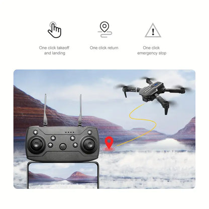 E88 Quadcopter UAV Drone with Dual HD Cameras - Black (HD Dual Camera)
