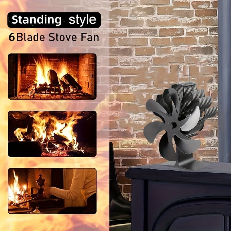 Silent Heat-Powered Wood Stove Fan (6-Blade)