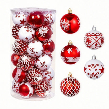 Red White Christmas Balls Ornaments Set (30pcs)