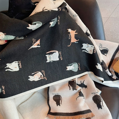 Cozy Double-Sided Cat Scarf for Winter Style