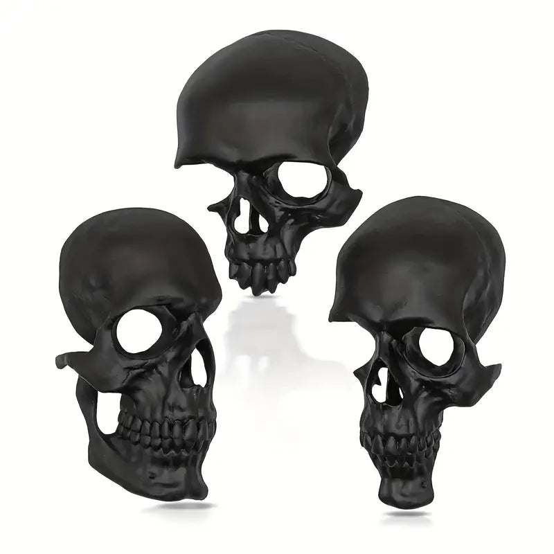 Americana Skull Ornaments 3-Piece Set – Goth-Inspired Resin Skeleton