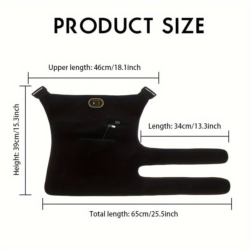 USB-Powered Heated Hip & Thigh Support Brace with Vibration Massage(Black)