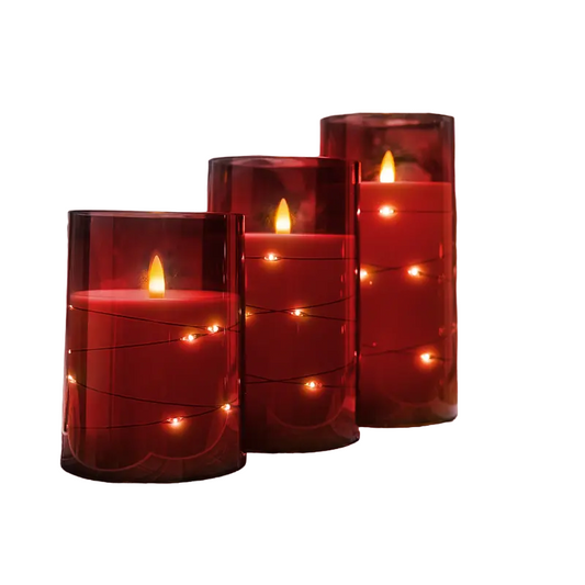 Trios of Tranquility: Christmas Edition - Flickering Flameless Candle Set