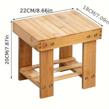 Classic Bamboo Storage Stool - Space-Saving Organizer (1pc, 20cm)