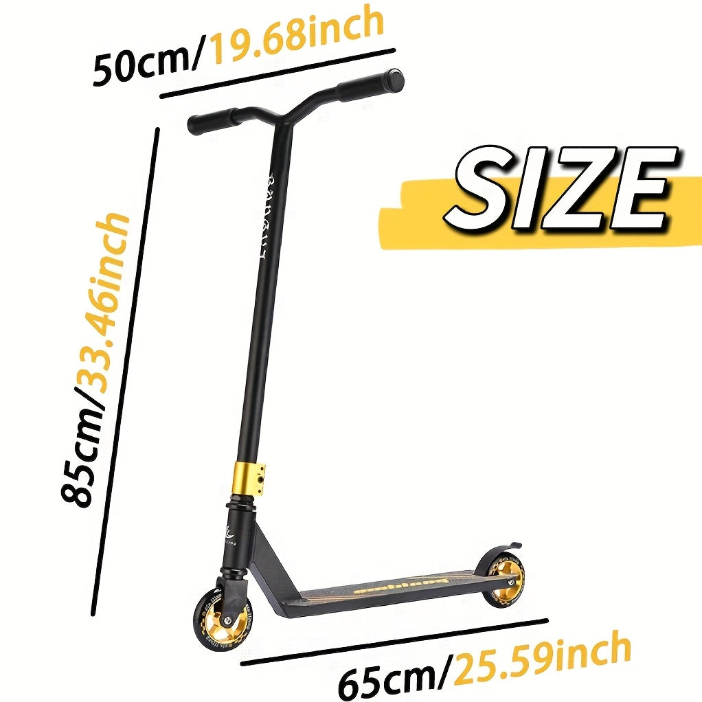 360° Stunt Kick Scooter Black Gold PU Wheels