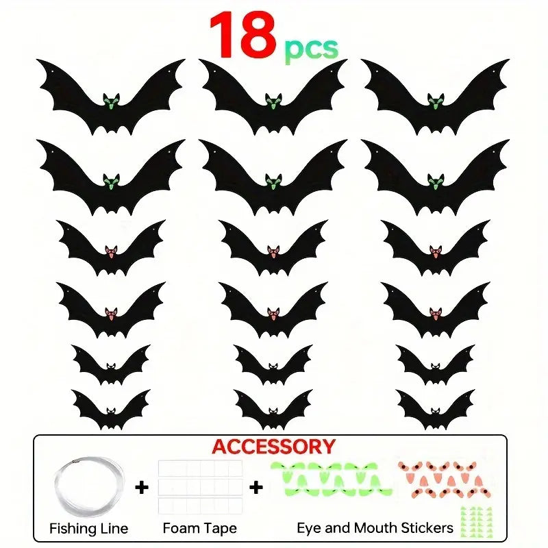 18pcs Batty Delights: Charming Halloween Hangings