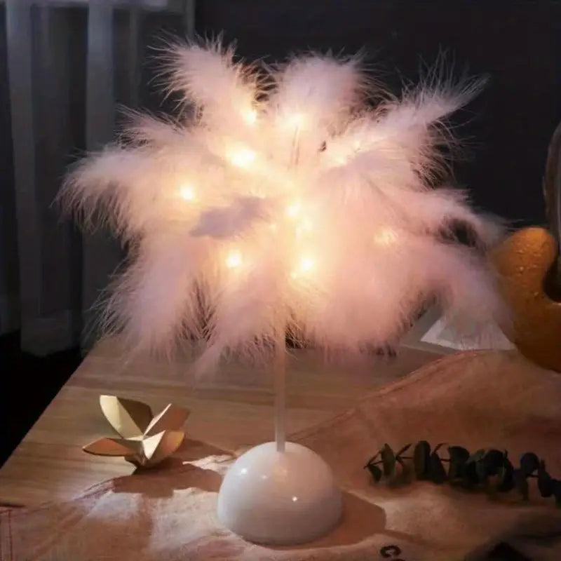 Feather Touch Table Lamp - Pink | Bedroom Interior Decor Light