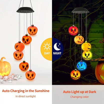 Spooky Solar Serenade: 6 Glowing Pumpkin Wind Chimes for Halloween