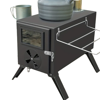 Portable Wood Burning Tent Stove - Black