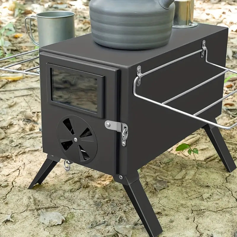 Portable Wood Burning Tent Stove - Black