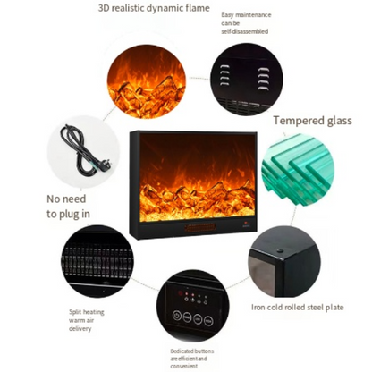 Electric Fireplace Heater with Simulated Flame and Decorative Cabinet