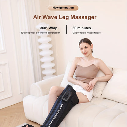 USB-Rechargeable Leg Massager with 360° Wrap & 3D Airbag Pressure(Black)