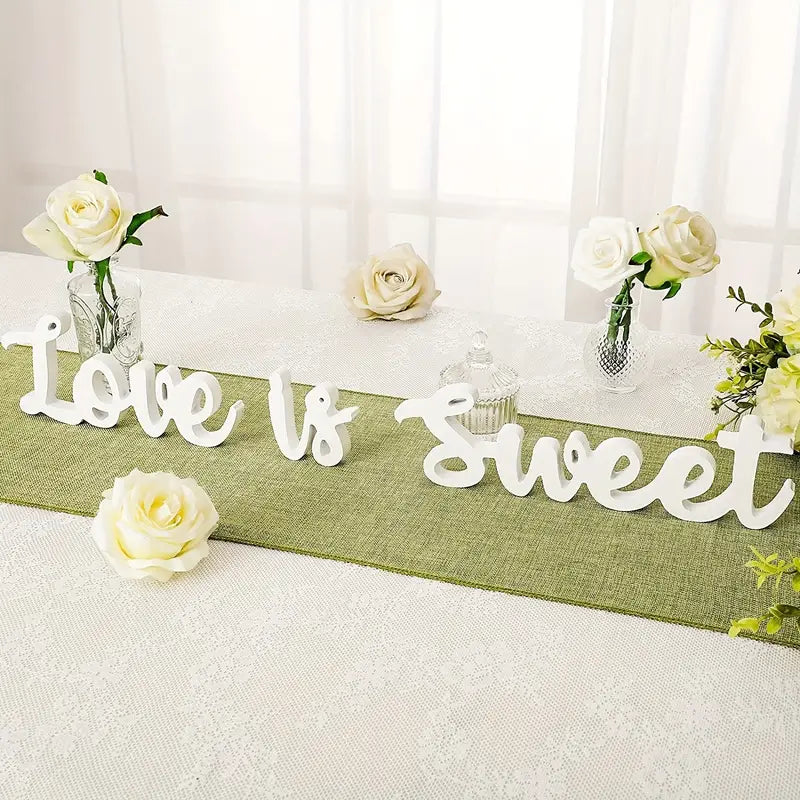 Love Is Sweet" Wooden Banner Decoration Sign - White