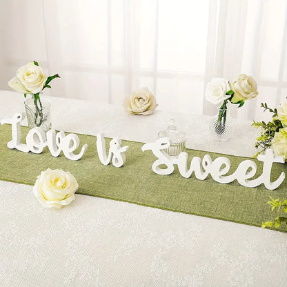 Love Is Sweet" Wooden Banner Decoration Sign - White