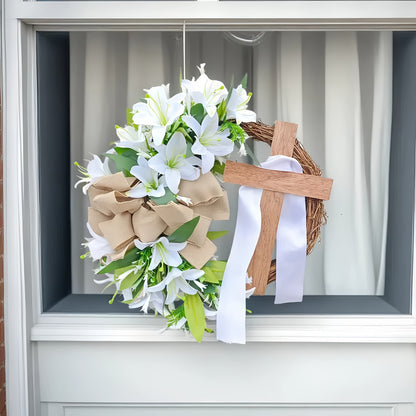 Easter Wreath with Cross Religious Garland