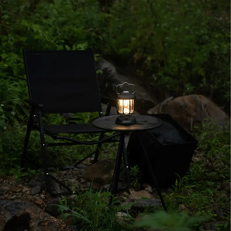 Adjustable Height Outdoor Aluminum Alloy Coffee Table - Black Round Casual Style