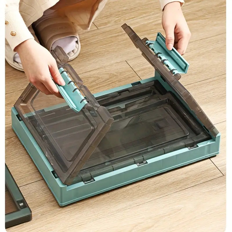 Stay organized with style using this roomy, stackable storage container