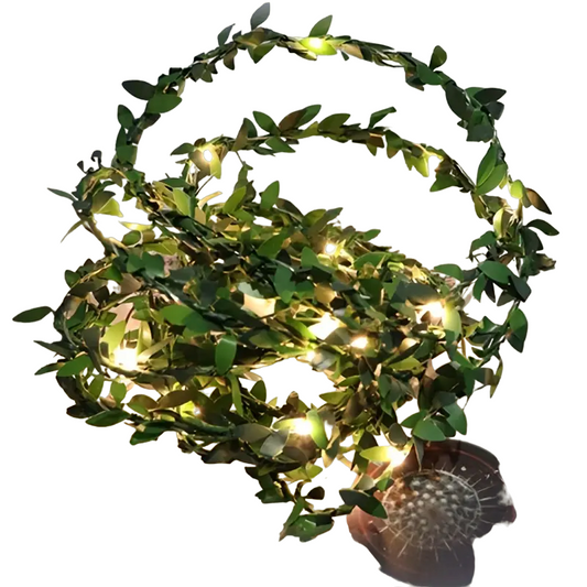 5m 50LED Green Leaf String Lights - Battery-Powered Fairy Lights