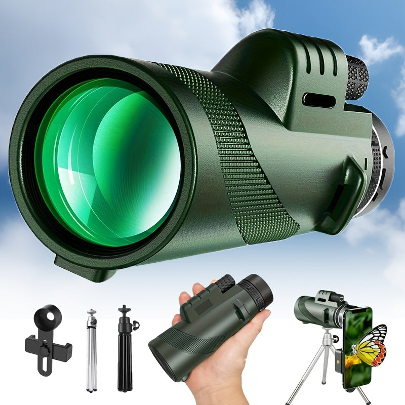 HD Monocular Telescope with Phone Holder and Tripod