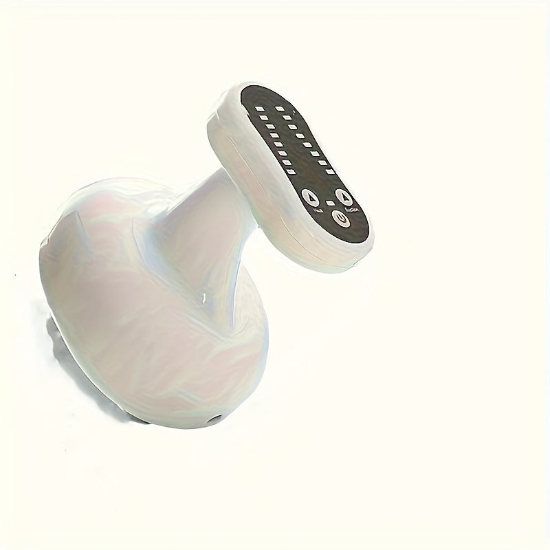 USB Rechargeable Electric Gua Sha Massager with 6 Heat & Suction Levels - White