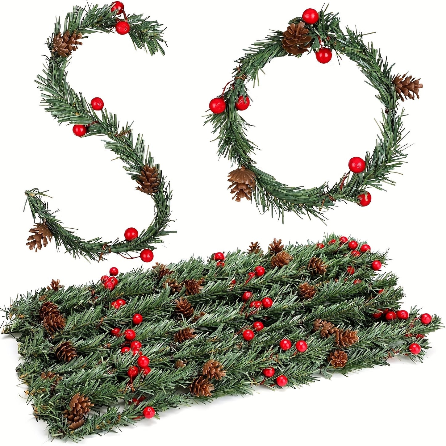Artificial Pine Garland Twist Ties Christmas Decor Set