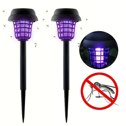 2pcs Solar Mosquito Killer Lamp Set - Outdoor Waterproof Fly Trap & Insect Repellent