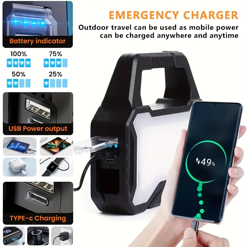 Rechargeable Portable Solar LED Flashlight (1200mAh)