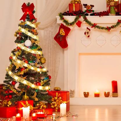 Christmas Ribbon Fairy Lights - Golden Garland