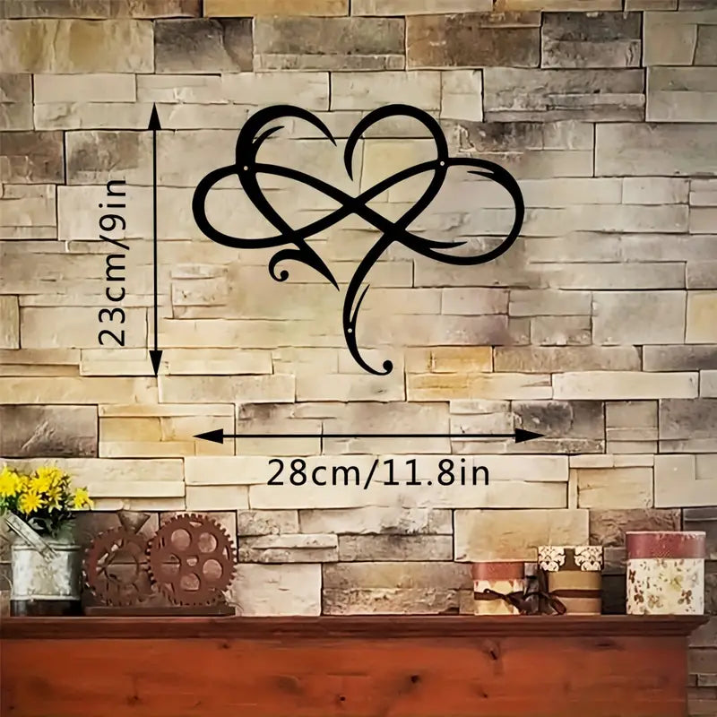 Infinity Heart Black Heart-Shaped Metal Wall Decor Love Sign Plaque